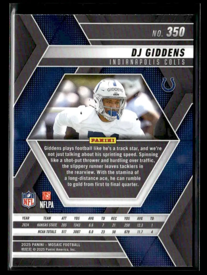 2025 Panini Mosaic DJ Giddens #350 RC Indianapolis Colts - Trading Card