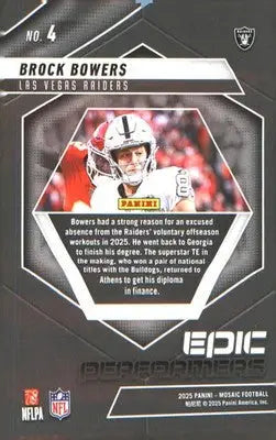 2025 Panini Mosaic Epic Performers #4 Brock Bowers - Football Card Single