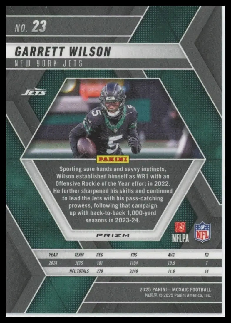 2025 Panini Mosaic - Garrett Wilson #23 Reactive Purple Mosaic Prizm - Football Card Single