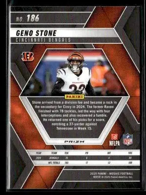 2025 Panini Mosaic Geno Stone #186 Mosaic Cincinnati Bengals - Football Card Single