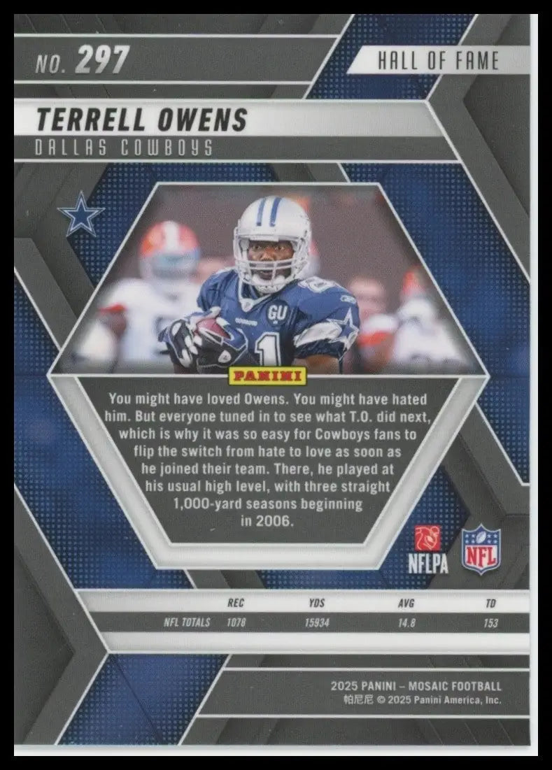 2025 Panini Mosaic - Hall of Fame Terrell Owens #297 - Football Card Single
