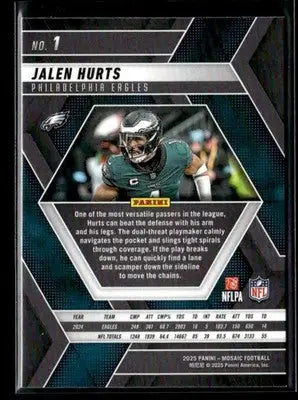 2025 Panini Mosaic Jalen Hurts #1 Philadelphia Eagles - Football Card Single