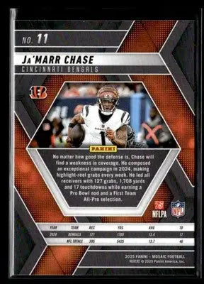2025 Panini Mosaic Ja’Marr Chase #11 Cincinnati Bengals - Football Card Single