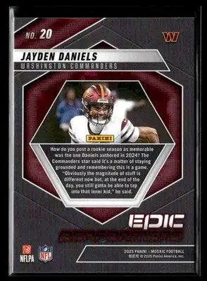 2025 Panini Mosaic Jayden Daniels #20 Epic Performers Washington Commanders - Football Card Single