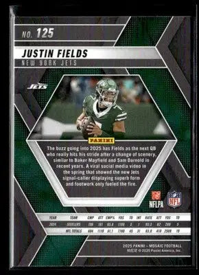 2025 Panini Mosaic Justin Fields #125 New York Jets - Football Card Single