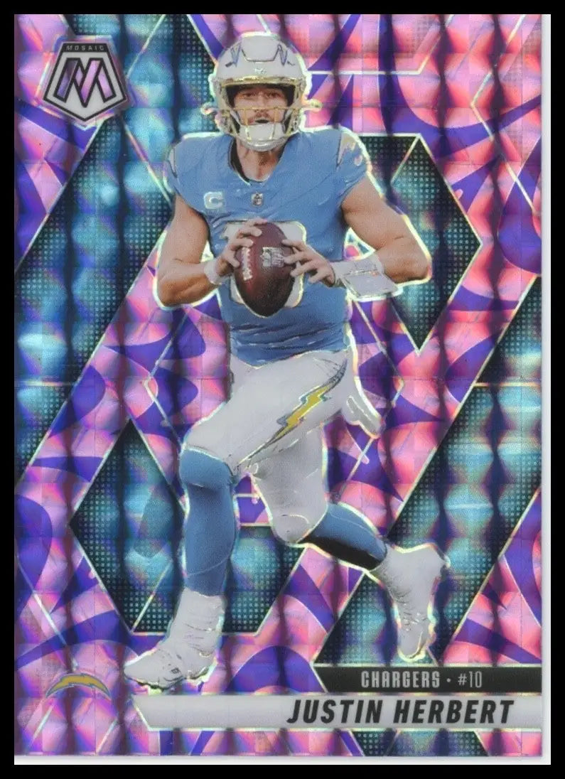 2025 Panini Mosaic - Justin Herbert #80 Reactive Purple Mosaic Prizm - Football Card Single