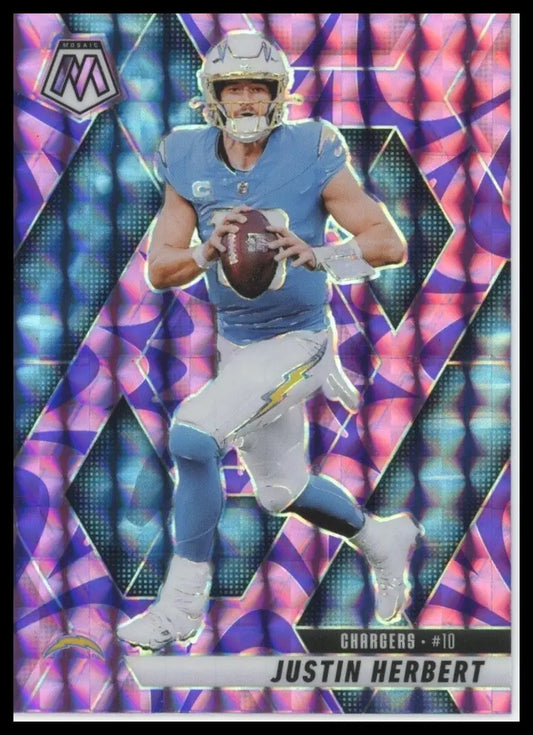 2025 Panini Mosaic - Justin Herbert #80 Reactive Purple Mosaic Prizm - Football Card Single