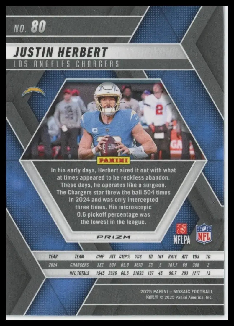 2025 Panini Mosaic - Justin Herbert #80 Reactive Purple Mosaic Prizm - Football Card Single