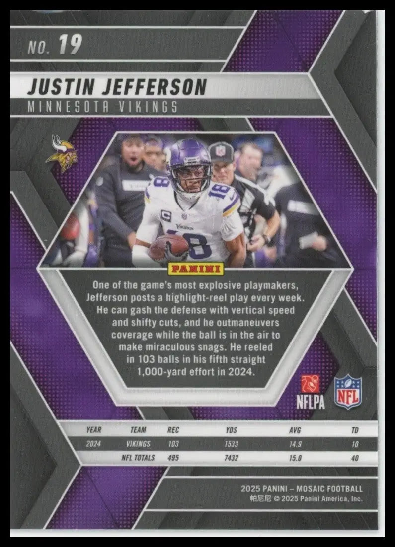 2025 Panini Mosaic - Justin Jefferson #19 - Football Card Single