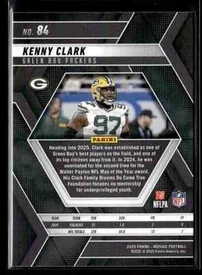 2025 Panini Mosaic Kenny Clark #84 Green Bay Packers - Football Card Single