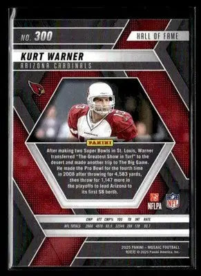 2025 Panini Mosaic Kurt Warner #300 Arizona Cardinals - Football Card Single