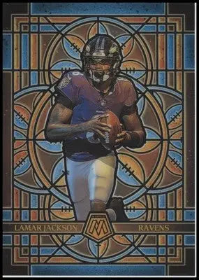 2025 Panini Mosaic Lamar Jackson #1 Stained Glass Oversized Baltimore Ravens