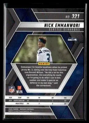 2025 Panini Mosaic Nick Emmanwori #321 RC Seattle Seahawks - Football Card Single