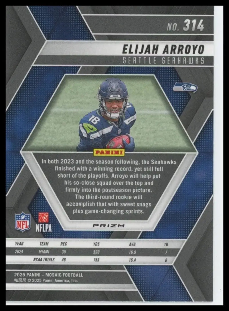 2025 Panini Mosaic - Rookies Elijah Arroyo #314 Reactive Purple Mosaic Prizm - Football Card Single
