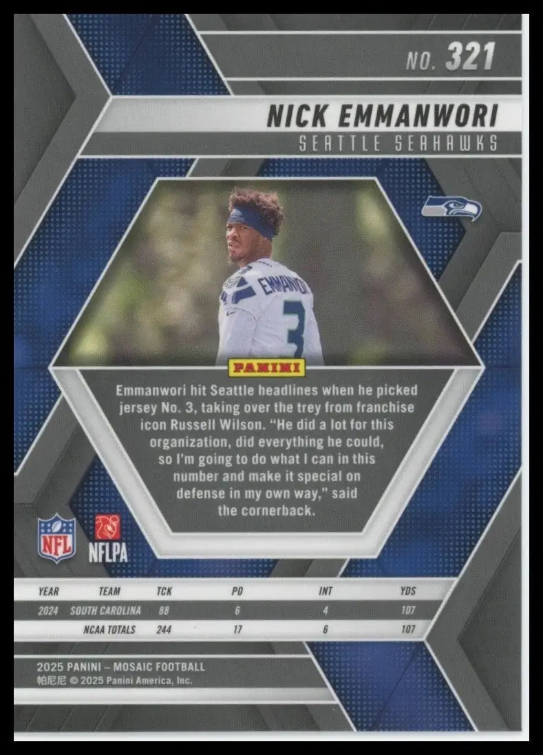 2025 Panini Mosaic - Rookies Nick Emmanwori #321 (RC) - Basketball Card Single