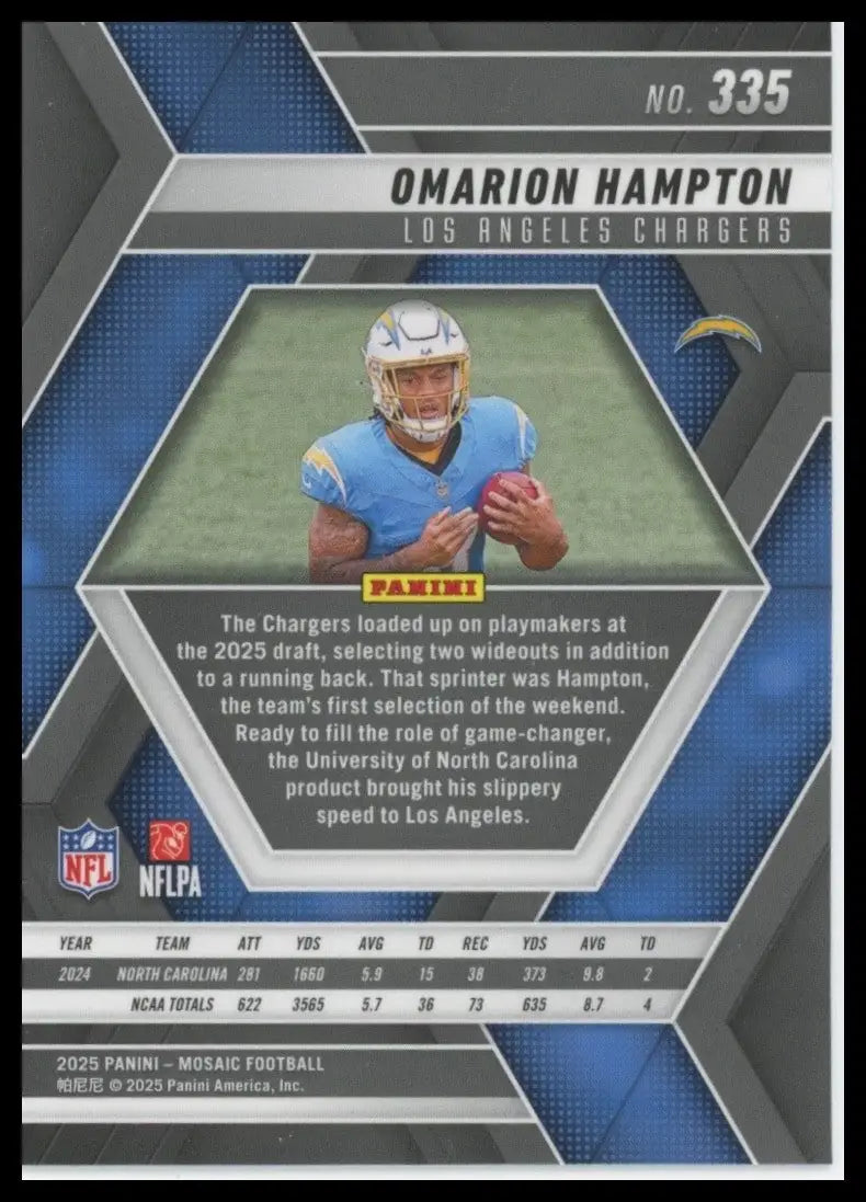 2025 Panini Mosaic - Rookies Omarion Hampton #335 (RC) - Football Card Single