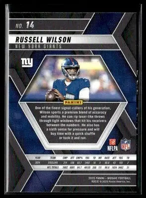 2025 Panini Mosaic Russell Wilson #14 New York Giants - Football Card Single