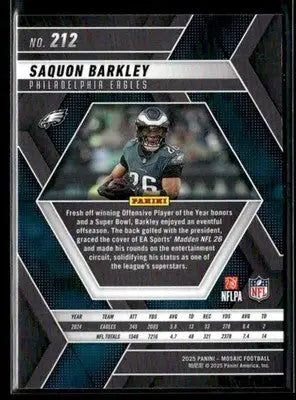 2025 Panini Mosaic Saquon Barkley #212 Philadelphia Eagles - Football Card Single