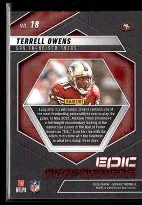 2025 Panini Mosaic Terrell Owens #18 Epic Performers San Francisco 49ers - Football Card Single
