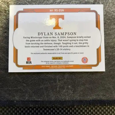 2025 Panini National Treasures Collegiate Two Color Jumbo Patch Dylan Sampson/49 - Other