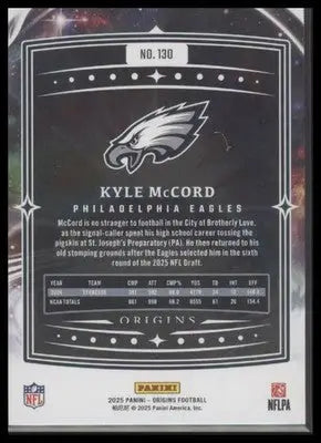 2025 Panini Origins Kyle McCord #130 Red SN,RC #/225 Philadelphia Eagles