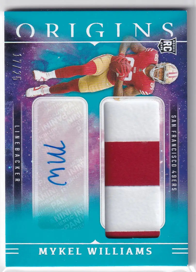 2025 Panini Origins RPA Patch Auto 17/25 #RJJ-MWS Mykel Williams - 49ers - Football Card Single