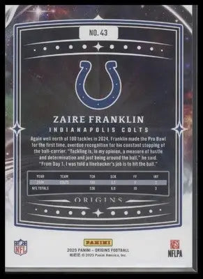 2025 Panini Origins Zaire Franklin #43 Orange SN #/149 Indianapolis Colts - Football Card Single