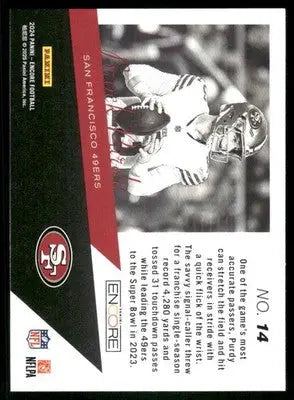 2025 Panini Pacific Encore Brock Purdy #14 Football - Football Card Single