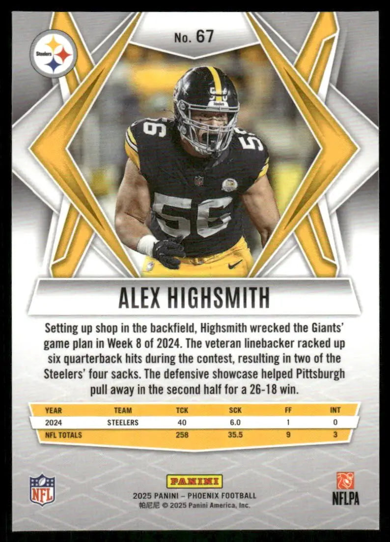 2025 Panini Phoenix Alex Highsmith #67 Football - Football Card Single