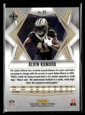 2025 Panini Phoenix Alvin Kamara #22 New Orleans Saints - Football Card Single
