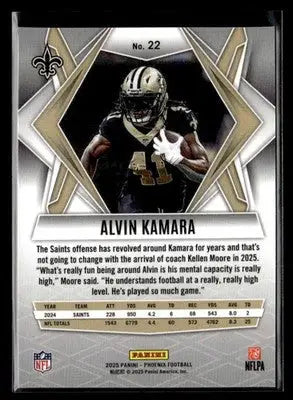 2025 Panini Phoenix Alvin Kamara #22 Silver Prizm New Orleans Saints - Football Card Single