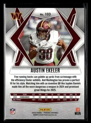 2025 Panini Phoenix Austin Ekeler #103 Silver Prizm Washington Commanders - Football Card Single