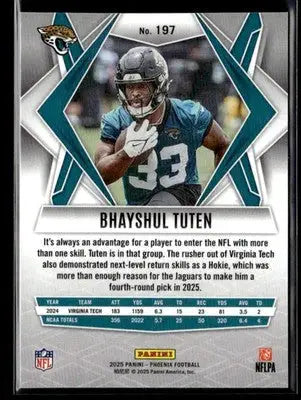 2025 Panini Phoenix Bhayshul Tuten #197 RC Jacksonville Jaguars - Football Card Single