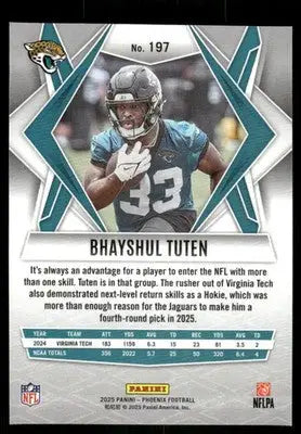 2025 Panini Phoenix Bhayshul Tuten #197 Silver Mosaic RC Football - Football Card Single