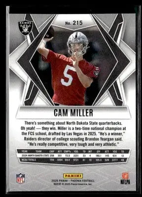 2025 Panini Phoenix Cam Miller #215 Las Vegas Raiders - Football Card Single
