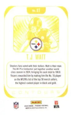 2025 Panini Phoenix Contours #27 T.J. Watt - Football Card Single