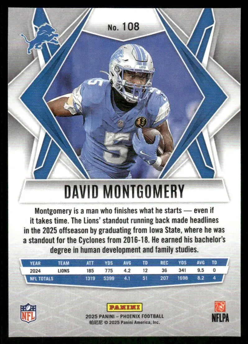 2025 Panini Phoenix David Montgomery #108 Football - Football Card Single