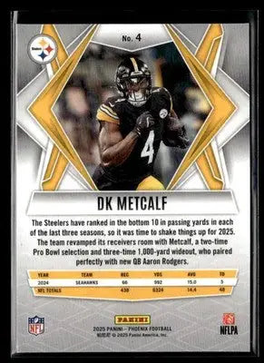 2025 Panini Phoenix DK Metcalf #4 Pittsburgh Steelers - Football Card Single