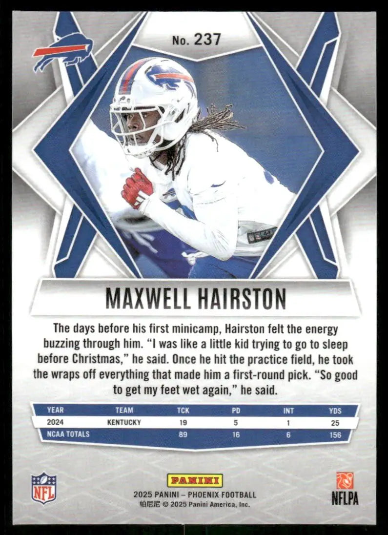 2025 Panini Phoenix Football Maxwell Hairston #237 RC Football - Football Card Single