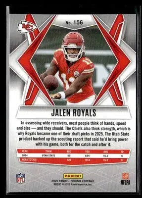 2025 Panini Phoenix Jalen Royals #156 Kansas City Chiefs - Football Card Single
