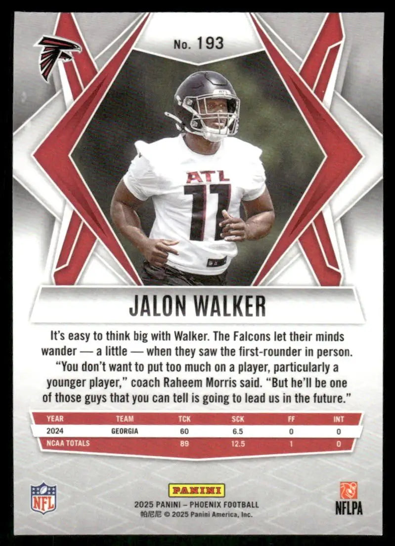 2025 Panini Phoenix Jalon Walker #193 RC Football - Football Card Single