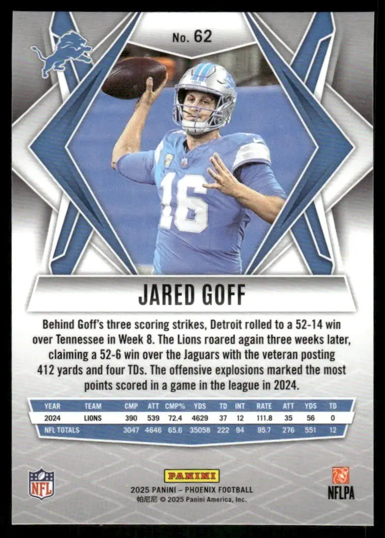 2025 Panini Phoenix Jared Goff #62 Football - Football Card Single
