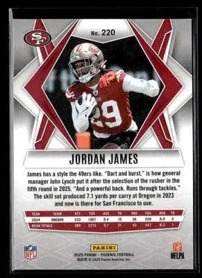 2025 Panini Phoenix Jordan James #220 Silver Prizm San Francisco 49ers - Football Card Single
