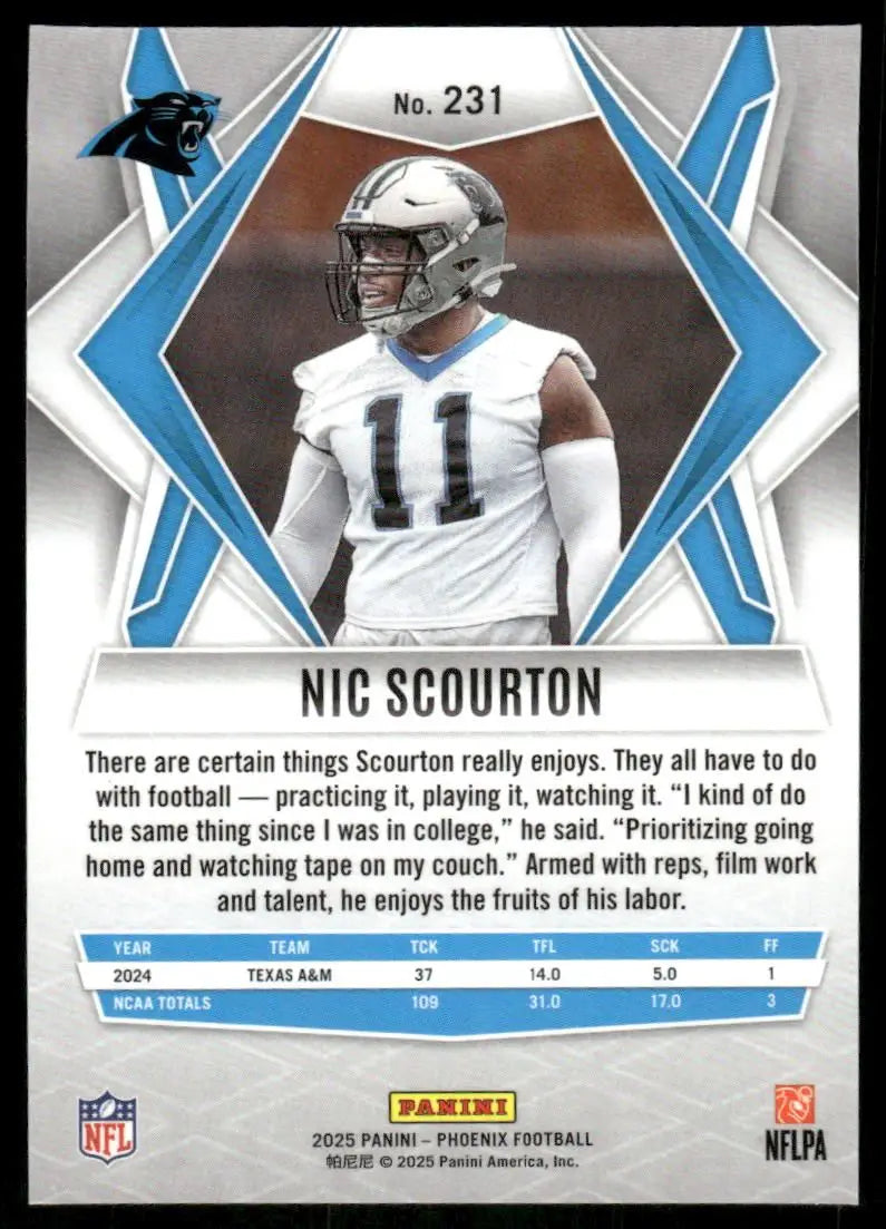 2025 Panini Phoenix Nic Scourton #231 RC Football - Football Card Single