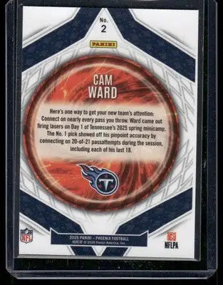 2025 Panini Phoenix Paragon Cam Ward #2 RC Football - Football Card Single