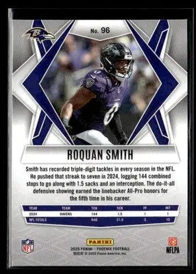 2025 Panini Phoenix Roquan Smith #96 Baltimore Ravens - Football Card Single