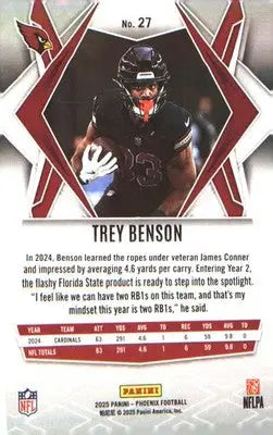 2025 Panini Phoenix Silver Prizm #27 Trey Benson - Football Card Single