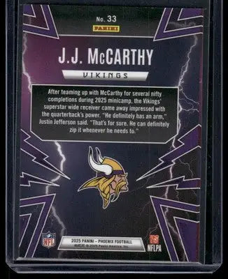 2025 Panini Phoenix Thunderbirds J.J. McCarthy #33 Football - Football Card Single