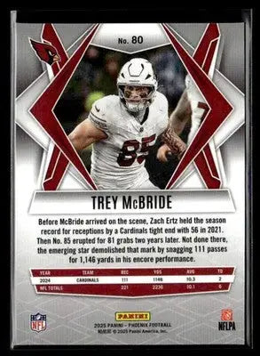 2025 Panini Phoenix Trey McBride #80 Silver Prizm Arizona Cardinals - Football Card Single