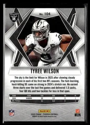 2025 Panini Phoenix Tyree Wilson #104 Las Vegas Raiders - Football Card Single
